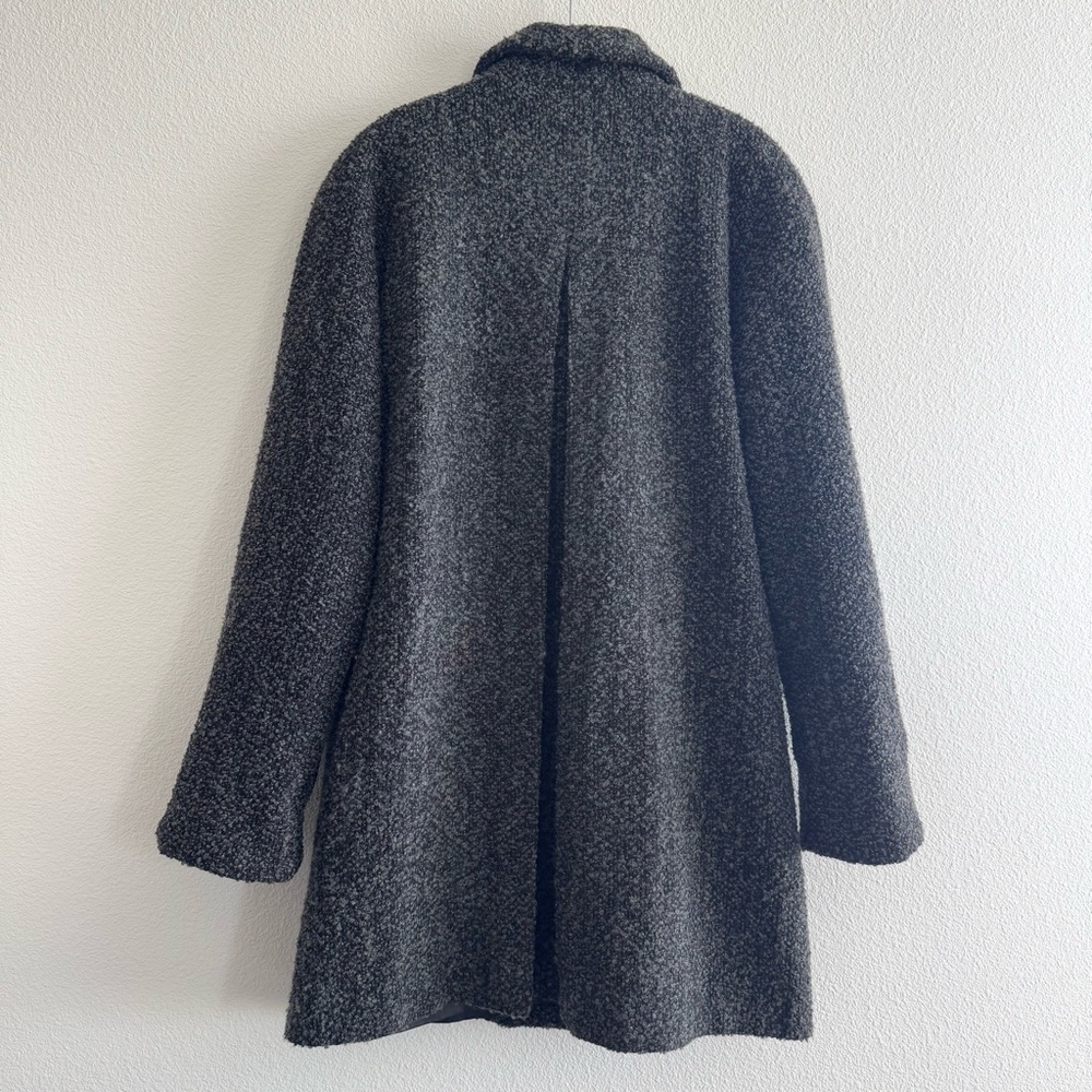 Vintage Sandro Grey Wool Blend Boucle Double Breasted Pea Coat Minimal Fall View 3